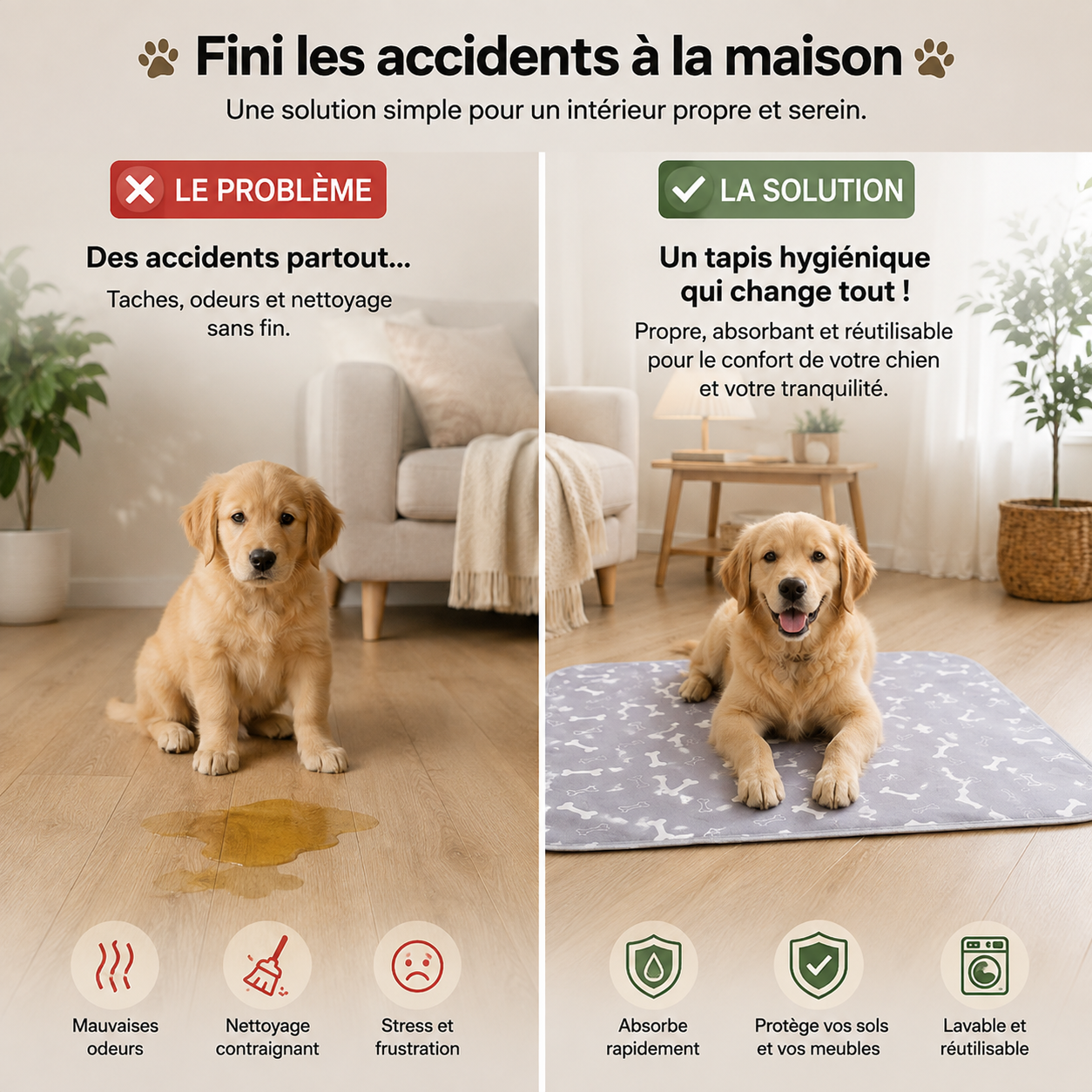 Tapis Hygiénique Lavable Chien