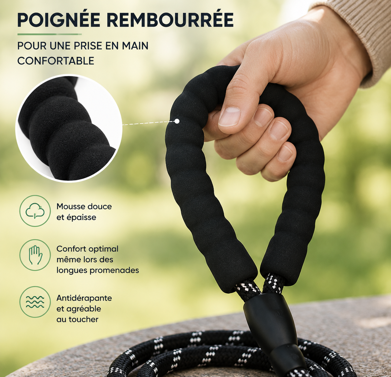 Poignée rembourrée confortable d'une laisse pour chien renforcée DogLina